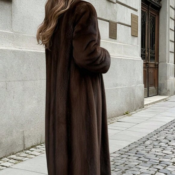 Coffee Brown Casual Women's Loose Long Faux Fur Coat - Picture 2 of 8